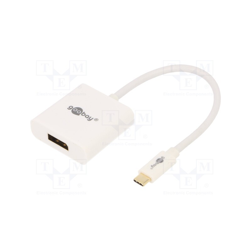 1 pcs x Goobay - 66257 - Adapter, USB 3.0, DisplayPort socket,USB C plug, 0.2m, white