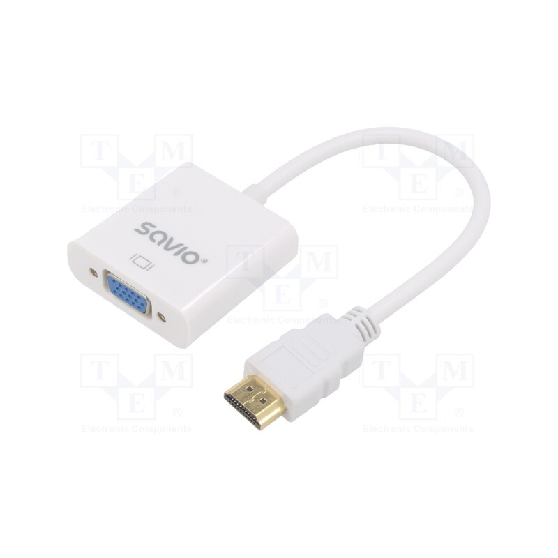 1 pcs x SAVIO - SAVKABELCL-27 BLISTER - Converter, D-Sub 15pin HD socket,HDMI plug, white, blister