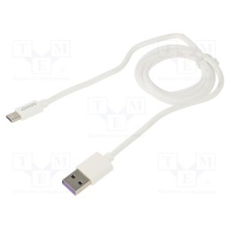 1 pcs x SAVIO - SAVKABELCL-126 - Cable, USB 2.0, USB A plug,USB C plug, 1m, white, 480Mbps, 5A