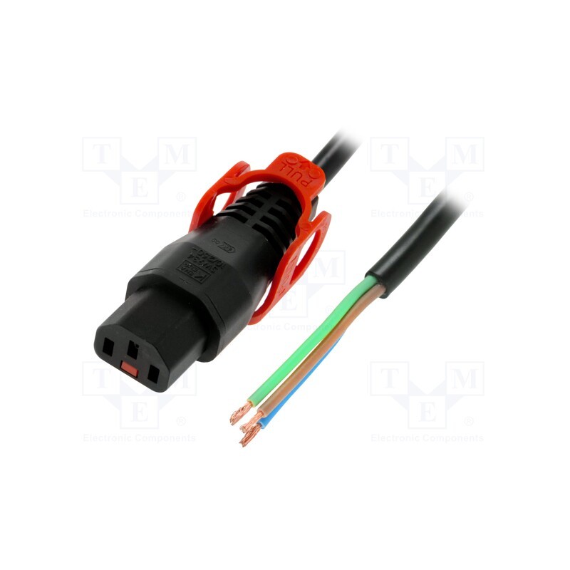 1 pcs x IEC LOCK - IEC-PC1632 - Cable, IEC C13 female,wires, PVC, 2m, with IEC LOCK+ locking