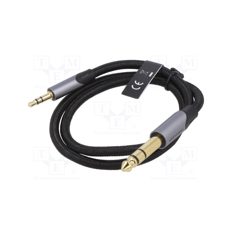 1 pcs x VENTION - BAUHD - Cable, Jack 3.5mm 3pin plug,Jack 6,3mm 3pin plug, 0.5m, black