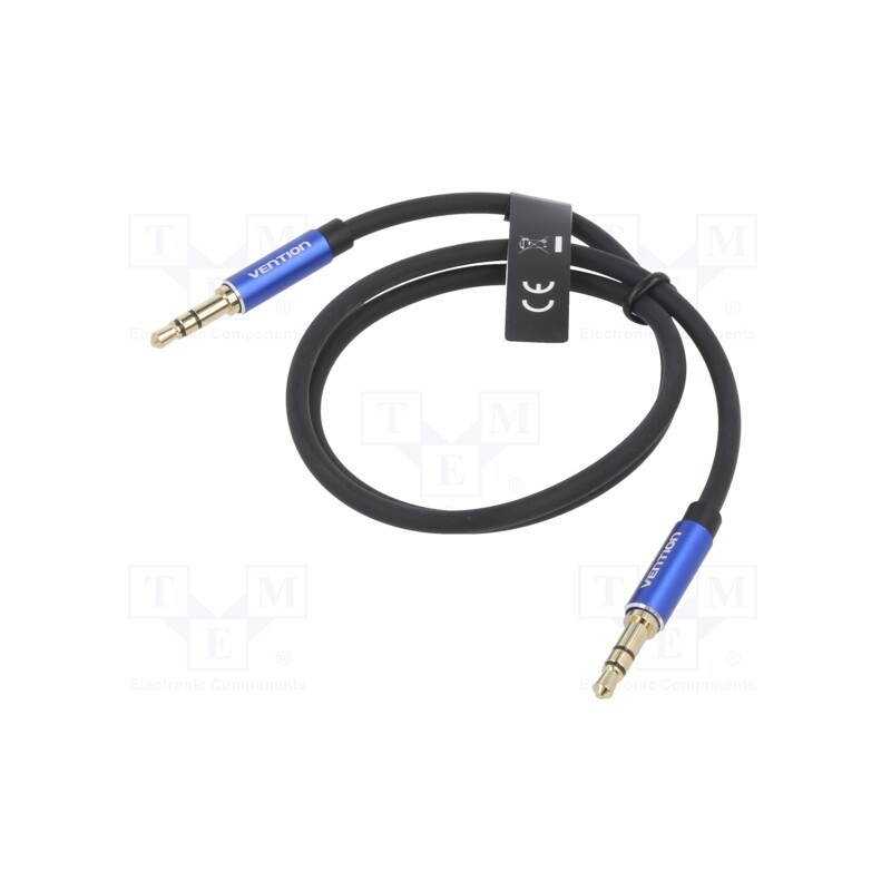 1 pcs x VENTION - BAXLD - Cable, Jack 3.5mm 3pin plug,both sides, 0.5m, black