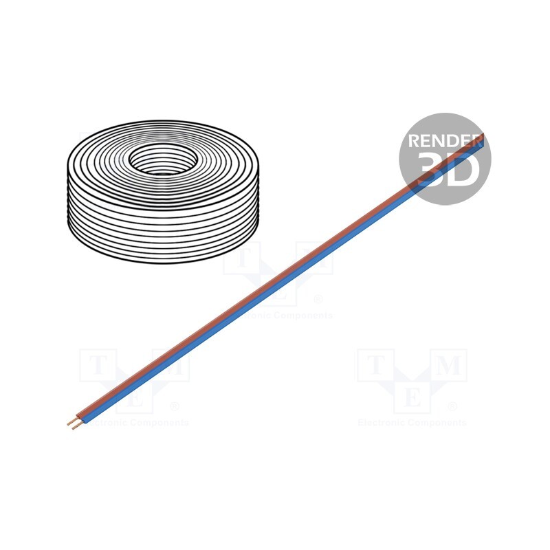 1 rol x DONAU ELEKTRONIK - 114-02 - Wire, LiYz, 2x0.08mm2, 60V, Package: 5m, Cu, stranded, red,blue