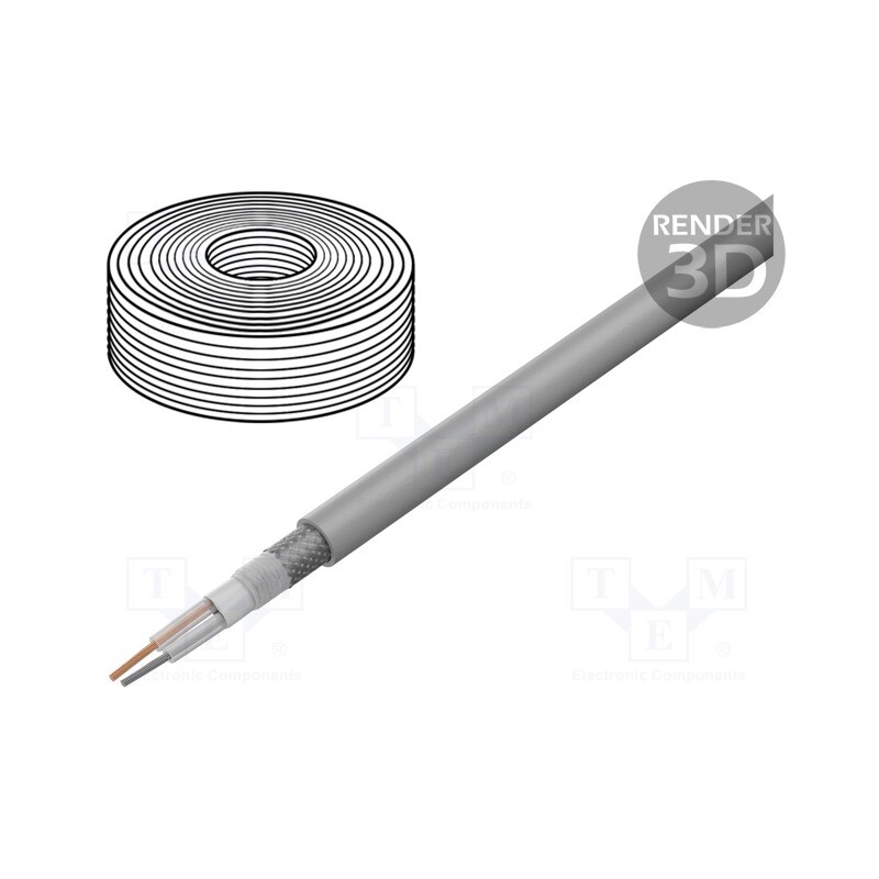 1 m x TASKER - C128 GRAY - Wire: microphone cable, 2x0.35mm2, grey, OFC, -15÷70°C, PVC