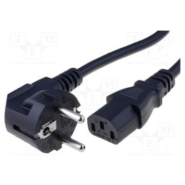 1 pcs x SCHURTER - 6004.0215 - Cable, 3x1mm2, CEE 7/7 (E/F) plug angled,IEC C13 female, PVC