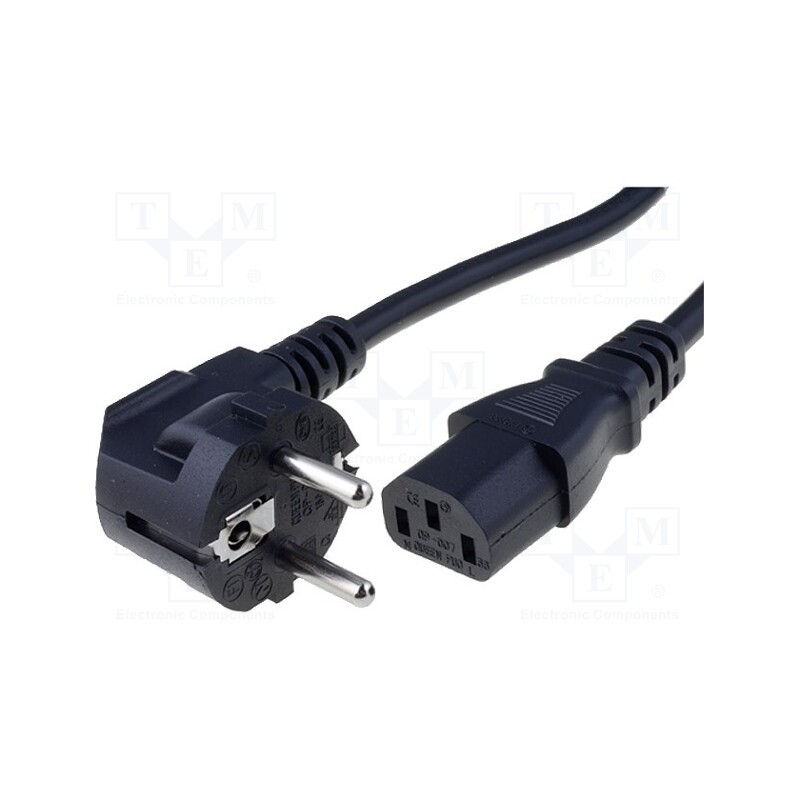 1 pcs x SCHURTER - 6004.0215 - Cable, 3x1mm2, CEE 7/7 (E/F) plug angled,IEC C13 female, PVC