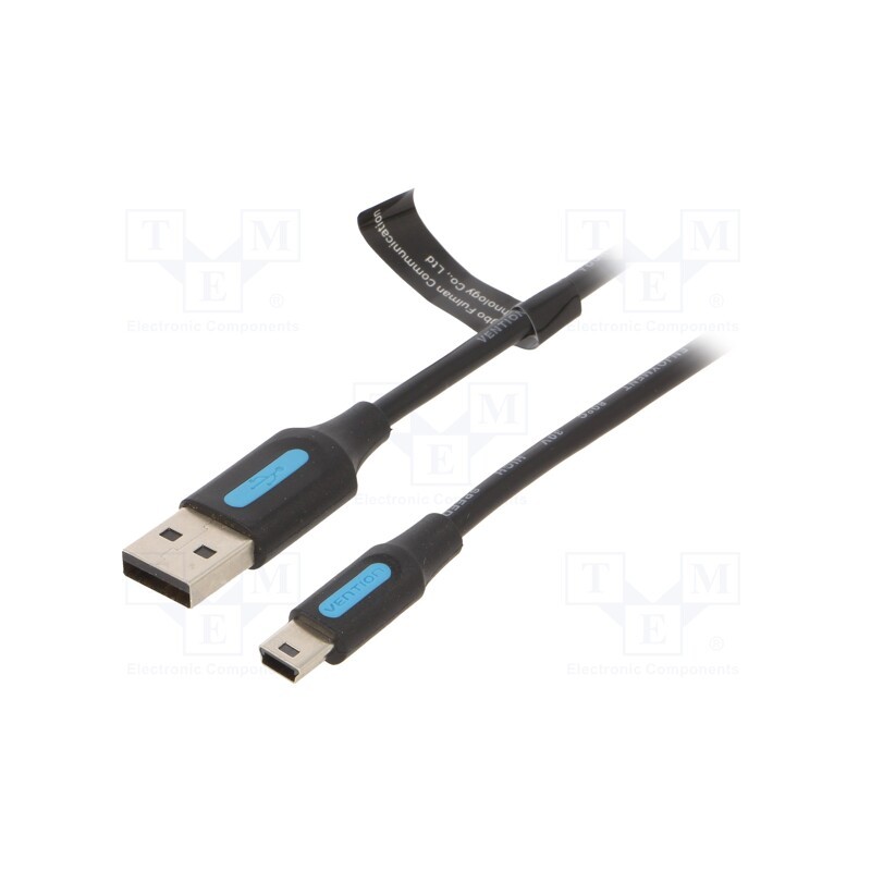 1 pcs x VENTION - COMBF - Cable, USB 2.0, USB A plug,USB B mini plug, nickel plated, 1m