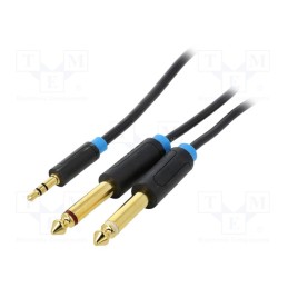 1 pcs x VENTION - BACBG - Cable, Jack 3.5mm 3pin plug,Jack 6,3mm plug x2, 1.5m, black