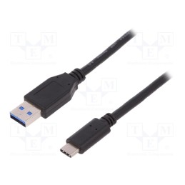 1 pcs x DIGITUS - AK-300136-010-S - Cable, USB 2.0, USB A plug,USB C plug, nickel plated, 1m, black