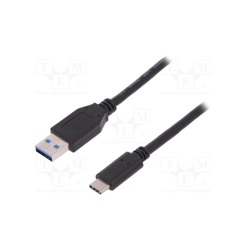 1 pcs x DIGITUS - AK-300136-010-S - Cable, USB 2.0, USB A plug,USB C plug, nickel plated, 1m, black