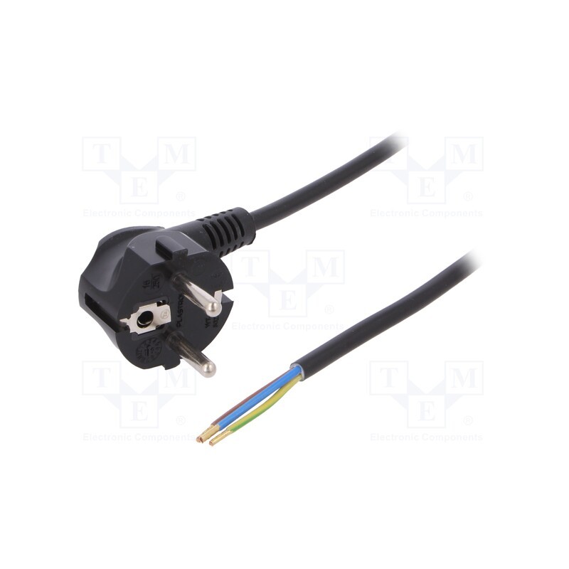 1 pcs x PLASTROL - W-97170 - Cable, 3G1mm2, CEE 7/7 (E/F) plug angled,wires,SCHUKO plug, PVC