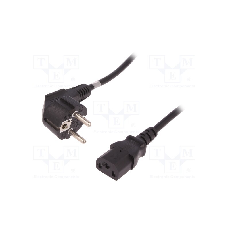 1 pcs x QOLTEC - 50549 - Cable, 3x0.75mm2, CEE 7/7 (E/F) plug angled,IEC C13 female