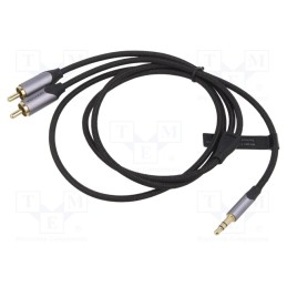 1 pcs x VENTION - BCNBF - Cable, Jack 3.5mm 3pin plug,RCA plug x2, 1m, black, Øcable: 3.5mm
