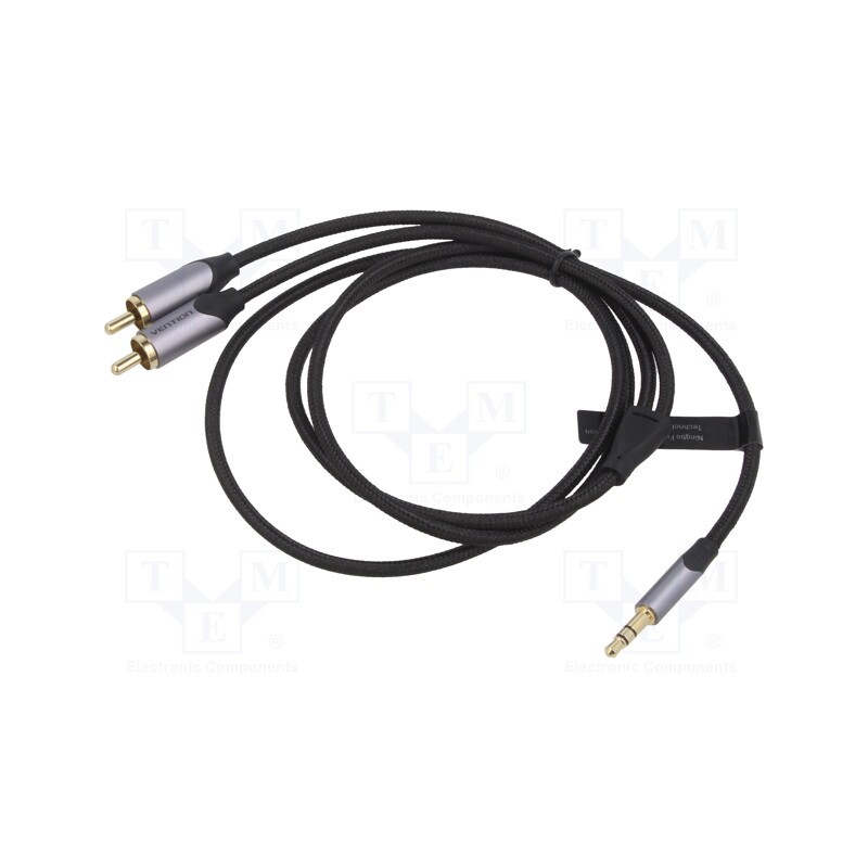 1 pcs x VENTION - BCNBF - Cable, Jack 3.5mm 3pin plug,RCA plug x2, 1m, black, Øcable: 3.5mm