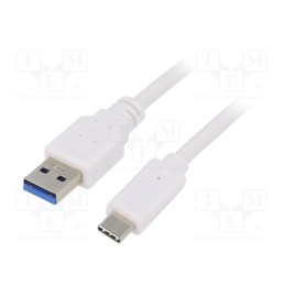 1 pcs x GEMBIRD - CCP-USB3-AMCM-W-10 - Cable, USB 3.0, USB A plug,USB C plug, gold-plated, 3m, white, PVC