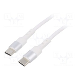 1 pcs x AKYGA - AK-USB-39 - Cable, USB 2.0, USB C plug,both sides, nickel plated, 0.5m, white