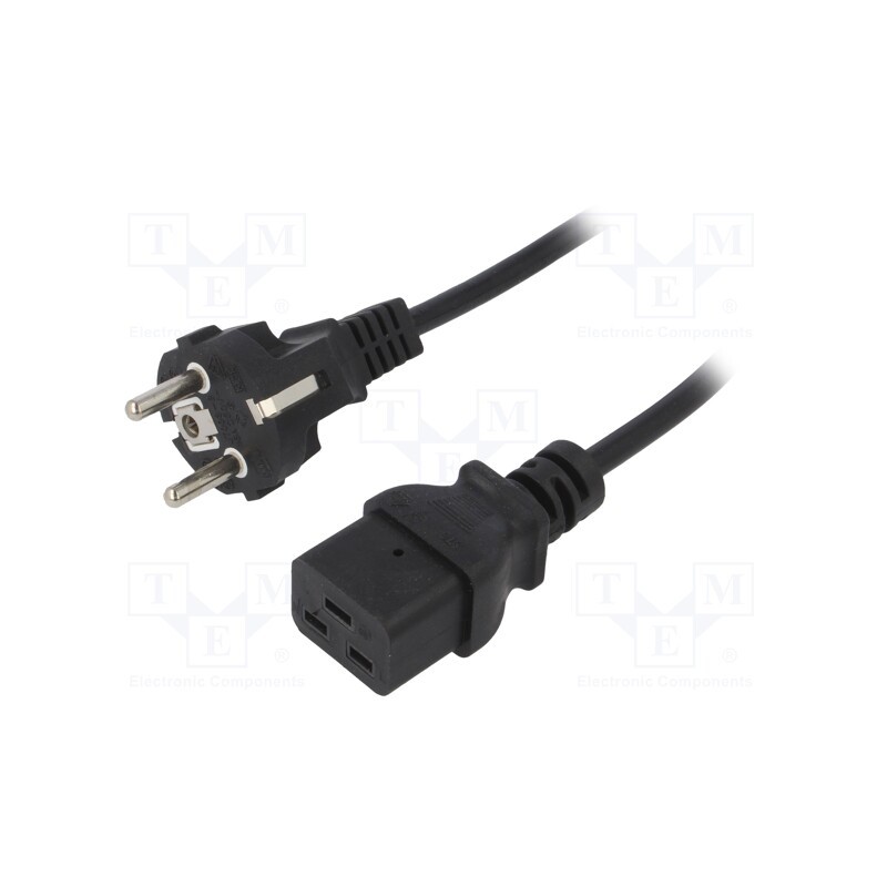 1 pcs x AKYGA - AK-UP-01 - Cable, 3G1mm2, CEE 7/7 (E/F) plug,IEC C19 female, PVC, 1.8m, 16A