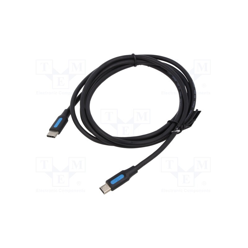 1 pcs x VENTION - COWBG - Cable, USB 2.0, USB B mini plug,USB C plug, nickel plated, 1.5m