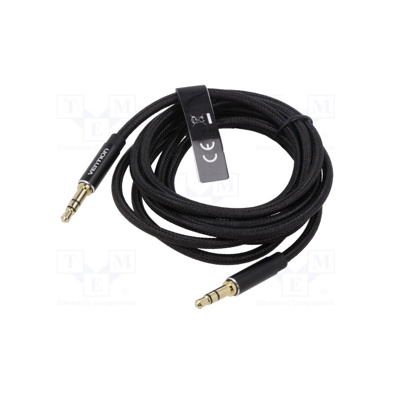 1 pcs x VENTION - BAWBG - Cable, Jack 3.5mm 3pin plug,both sides, 1.5m, black, textile