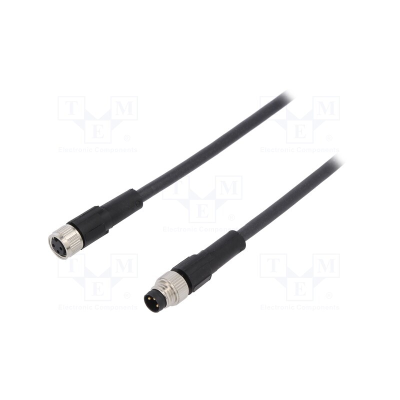 1 pcs x LAPP - AB-C3-M8MS-1,0PUR-M8FS - Connection lead, M8, PIN: 3, 1m, plug, 60VAC, 4A, -25÷80°C, PUR, 60VDC