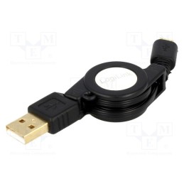 1 pcs x LOGILINK - CU0090 - Cable, USB 2.0,retractable, USB A plug,USB B micro plug, 0.75m