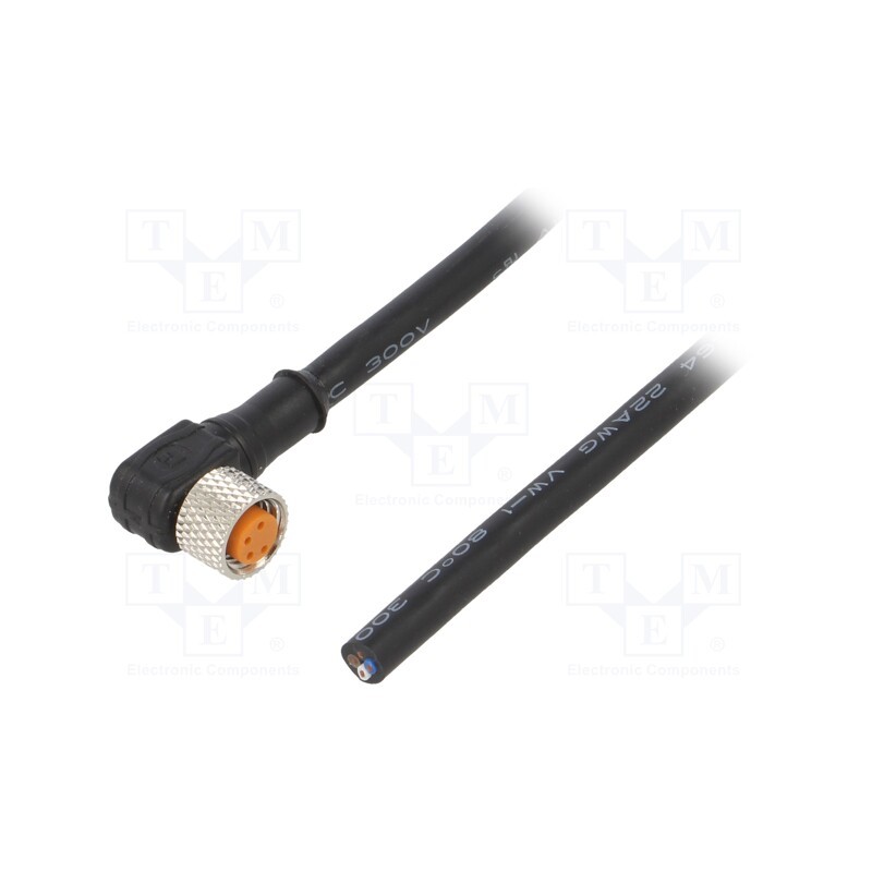 1 pcs x LUTRONIC - 0805 04 002 5M - Connection lead, M8, PIN: 4, angled, 5m, plug, 50VAC, 4A, -25÷80°C