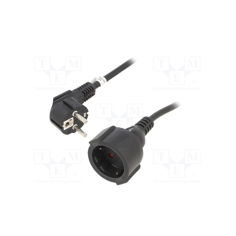 1 pcs x Goobay - 94700 - Extension lead, 3x1.5mm2, Sockets: 1, PVC, black, 2m, 10A