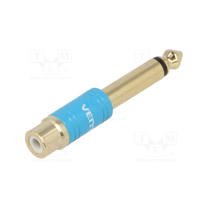 1 pcs x VENTION - VDD-C03 - Adapter, Jack 6,3mm plug,RCA socket, Plating: gold-plated, blue