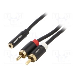 1 pcs x VENTION - VAB-R01-B150 - Cable, Jack 3.5mm socket,RCA plug x2, 1.5m, Plating: gold-plated