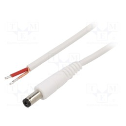 1 pcs x WEST POL - P21-TT-C100-150WH - Cable, 1x1mm2, wires,DC 5,5/2,1 plug, straight, white, 1.5m