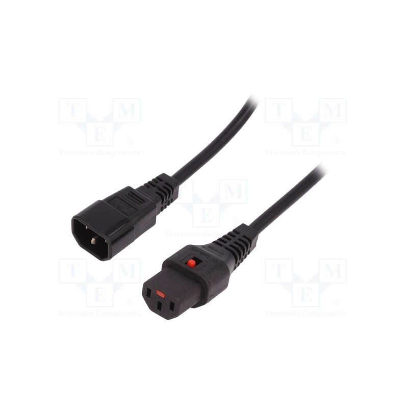 1 pcs x IEC LOCK - IEC-PC1003 - Cable, IEC C13 female,IEC C14 male, PVC, 1.5m, black, 10A, 250V