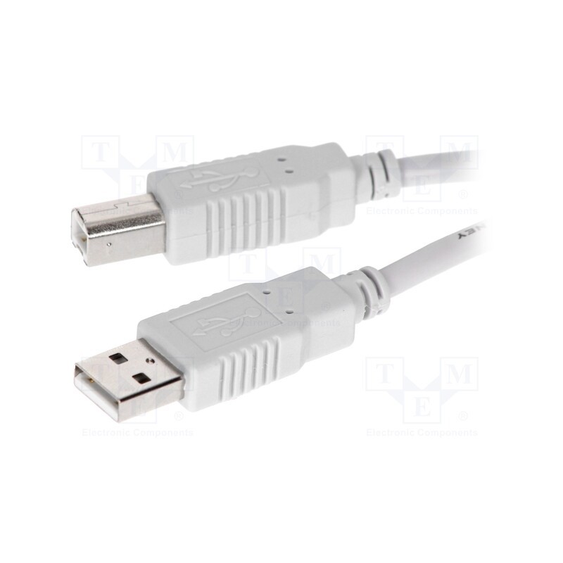 1 pcs x BQ CABLE - CAB-USBAB/1 - Cable, USB 2.0, USB A plug,USB B plug, 1m, grey, Core: Cu