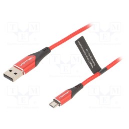 1 pcs x VENTION - COARF - Cable, USB 2.0, USB A plug,USB B micro plug, 1m, red, 480Mbps