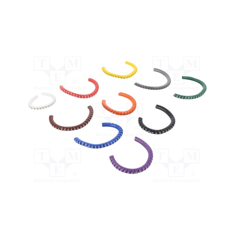 1 set x PARTEX - PA-10003PGCC.0X - Markers, Marking: 0, 1, 2, 3, 4, 5, 6, 7, 8, 9, 2.5÷5mm, PVC