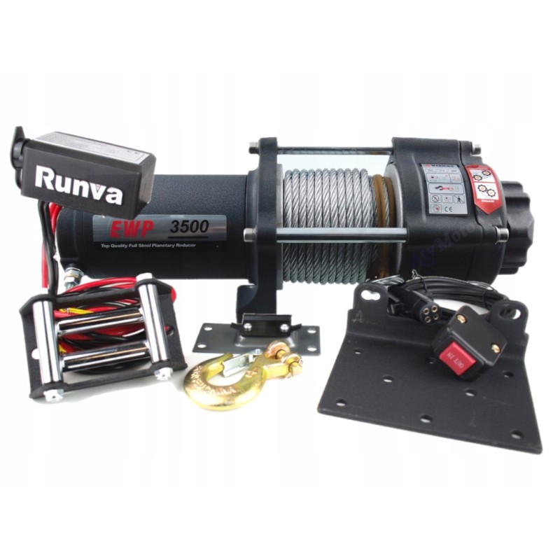 El runva ewp3500lb winch 12v steel rope