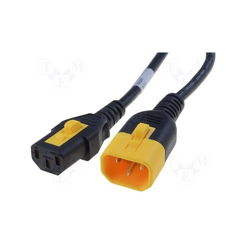 1 pcs x SCHURTER - 6051.2007 - Cable, 3x1mm2, IEC C13 female,IEC C14 male, PVC, 2m, with locking