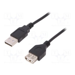 1 pcs x DIGITUS - AK-300200-030-S - Cable, USB 2.0, USB A socket,USB A plug, nickel plated, 3m, black