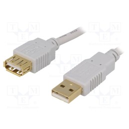 1 pcs x BQ CABLE - CAB-USB2AAF/1.8G-G - Cable, USB 2.0, USB A socket,USB A plug, gold-plated, 1.8m, grey
