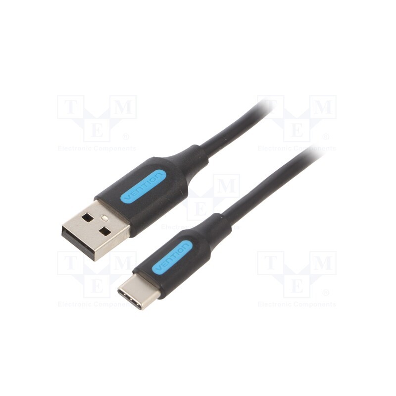 1 pcs x VENTION - COKBC - Cable, USB 2.0, USB A plug,USB C plug, nickel plated, 0.25m, PVC