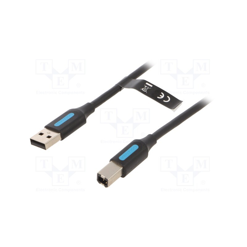 1 pcs x VENTION - COQBH - Cable, USB 2.0, USB A plug,USB B plug, nickel plated, 2m, black