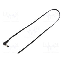 1 pcs x WEST POL - A21-TT-T050-050BK - Cable, 2x0.5mm2, wires,DC 5,5/2,1 plug, angled, black, 0.5m