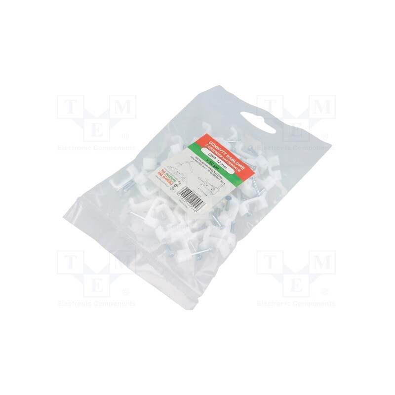 1 pcg x AKS ZIELONKA - 220109 -AS - Holder, white, for flat cable, 50pcs, with a nail, H: 8.2mm