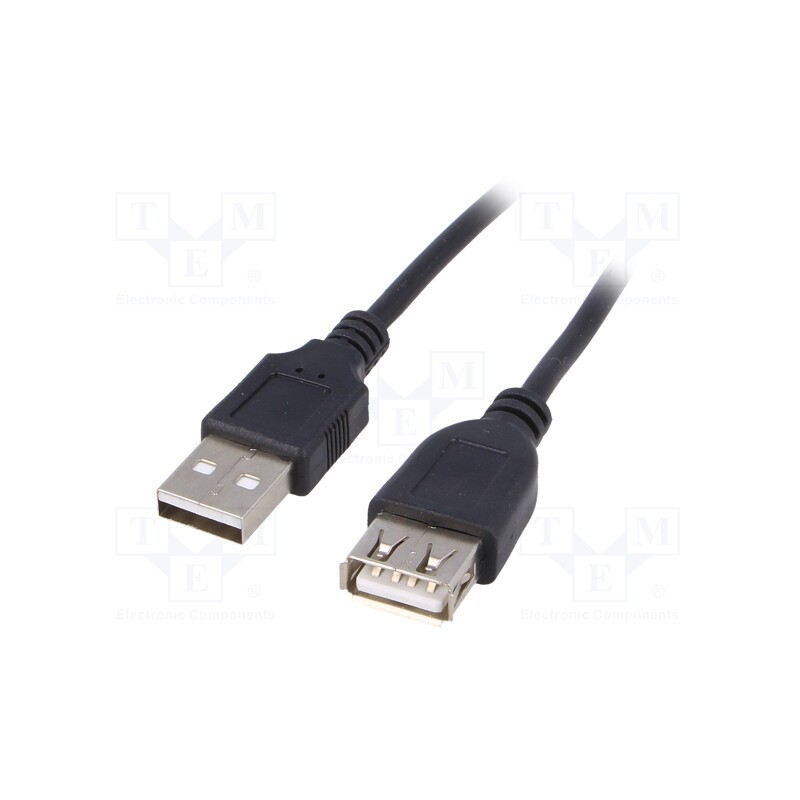 1 pcs x AKYGA - AK-USB-19 - Cable, USB 2.0, USB A socket,USB A plug, nickel plated, 3m, black