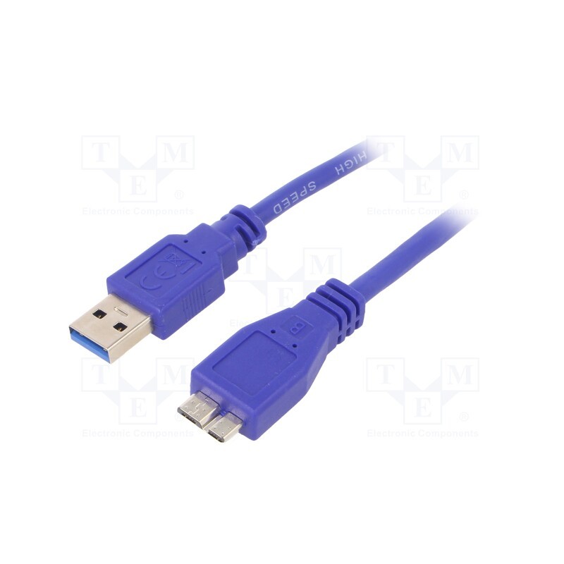 1 pcs x GEMBIRD - CCP-MUSB3-AMBM-0.5M - Cable, USB 3.0, USB A plug,USB B micro plug, 0.5m, blue