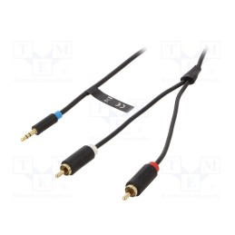 1 pcs x VENTION - BCLBK - Cable, Jack 3.5mm plug,RCA plug x2, 8m, Plating: gold-plated