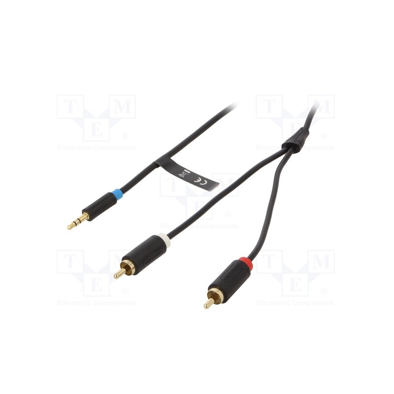 1 pcs x VENTION - BCLBK - Cable, Jack 3.5mm plug,RCA plug x2, 8m, Plating: gold-plated