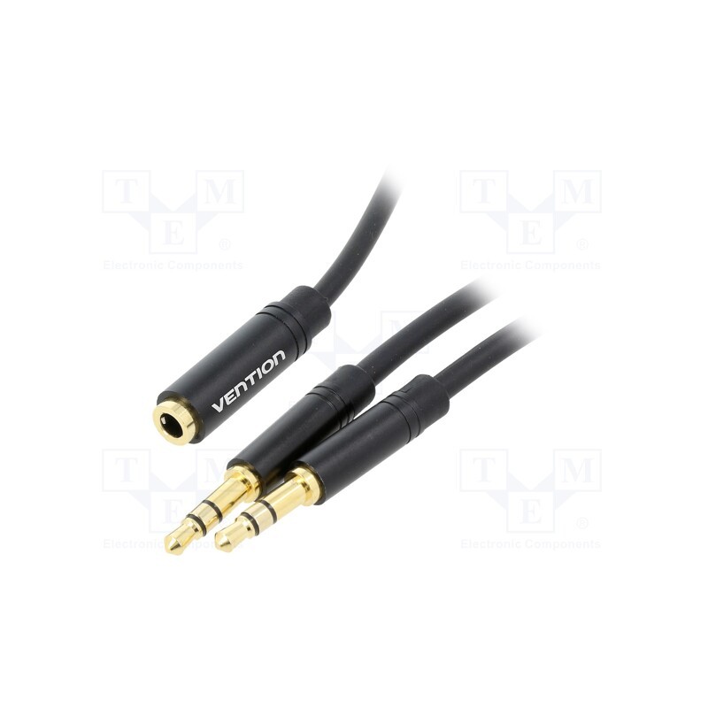 1 pcs x VENTION - BBUBG - Cable, Jack 3.5mm 3pin socket,Jack 3.5mm 3pin plug x2, 1.5m