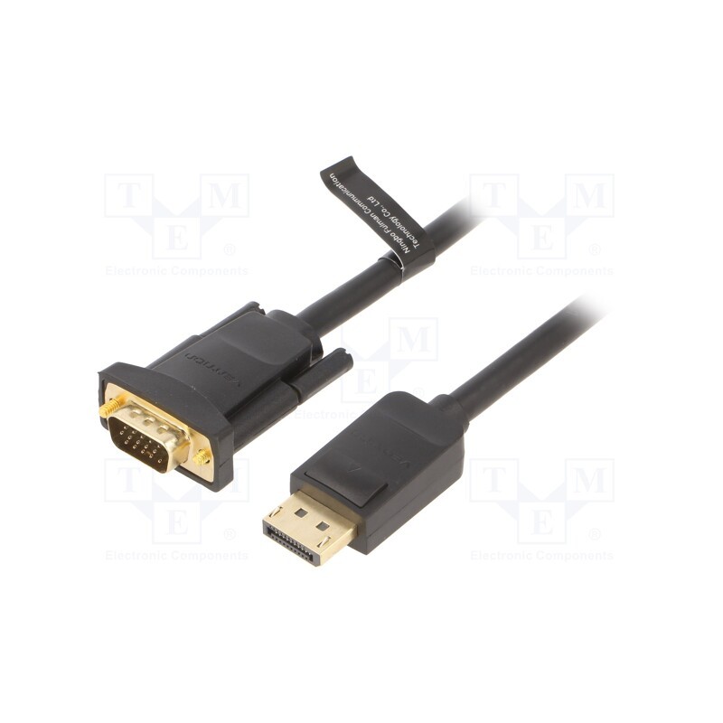 1 pcs x VENTION - HBLBI - Cable, D-Sub 15pin HD plug,DisplayPort plug, 3m, black, 30AWG