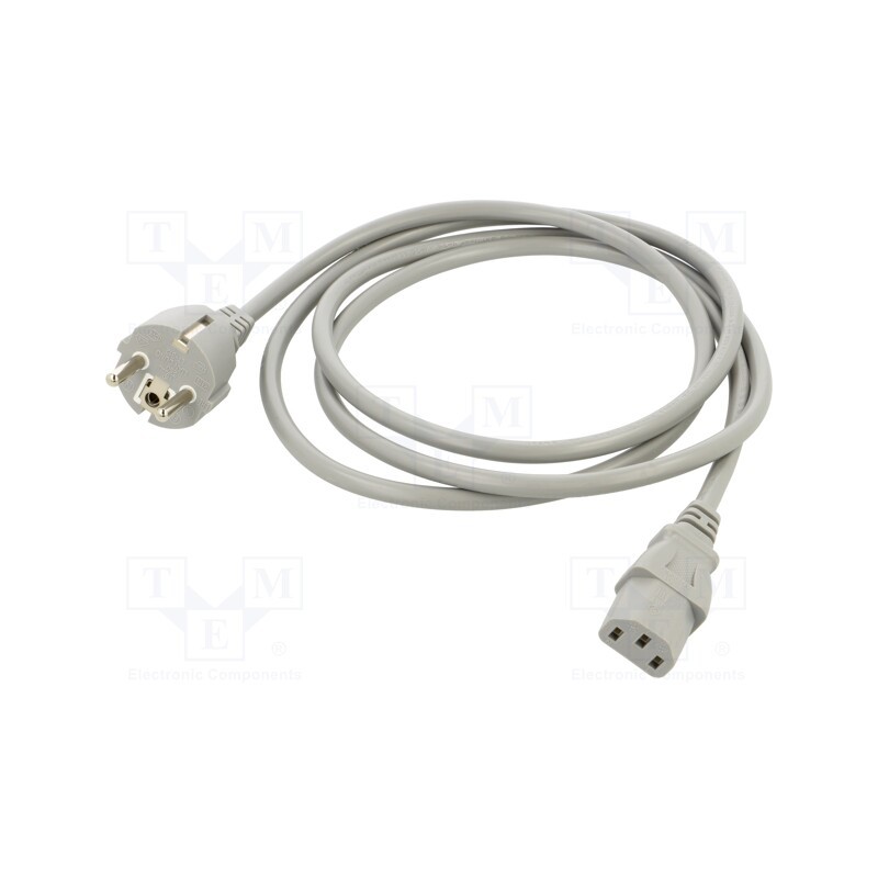 1 pcs x Qualtek Electronics - 364018-06 - Cable, 3x1mm2, CEE 7/7 (E/F) plug,IEC C13 female, PVC, 1.8m, grey