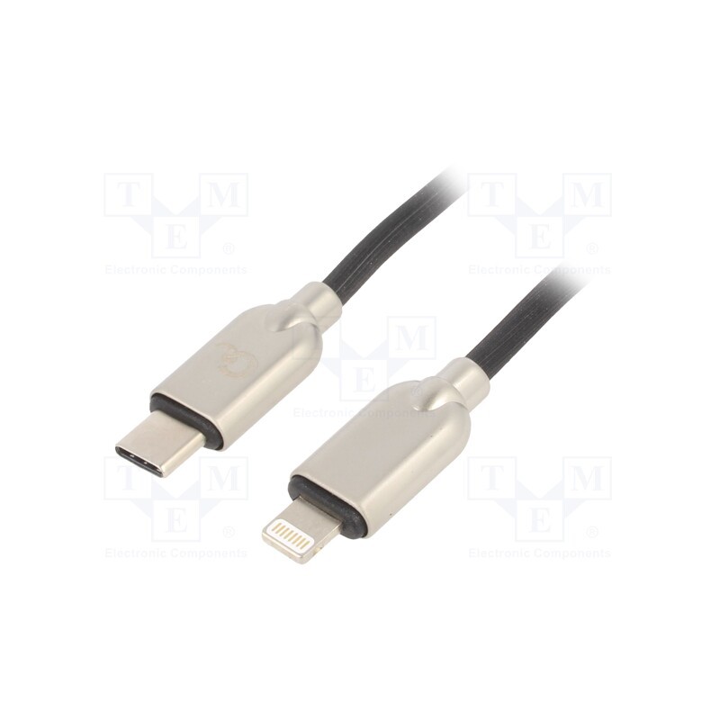 1 pcs x GEMBIRD - CC-USB2PD18-CM8PM-1M - Cable, USB 2.0, Apple Lightning plug,USB C plug, 1m, black, 18W